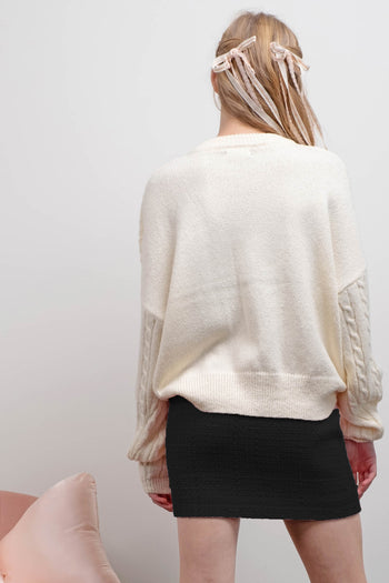 Ivory Cable Bow Sweater