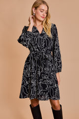 Black & White Abstract Print Dress