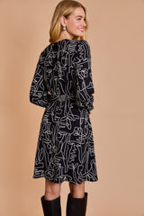 Black & White Abstract Print Dress