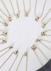 Gold Mini Bubble Initial Necklaces