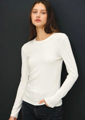 White Soft Layering Basic Long Sleeve Top