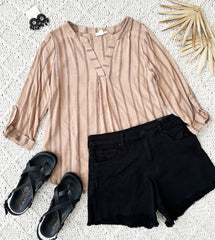 Mocha & Black Button Back Top