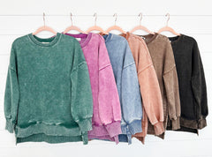 Mineral Wash Pocket Sweatshirts - 6 Colors!