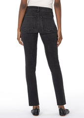 Long KUT Reese High Rise Fab Ab Ankle Straight Leg Black Jeans