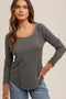 Striped Cuff Detail Long Sleeve Tops - 2 Colors!