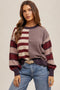 Wine Mixed Stripe Sweater