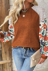 Cinnamon Patchwork Floral Sleeve Top