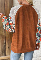 Cinnamon Patchwork Floral Sleeve Top