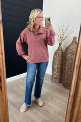 Marsala Brushed Mock Pullover