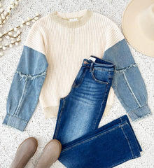 Denim Sleeve Sweater