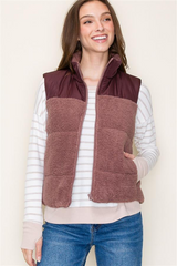 Burgundy Sherpa Vest