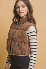 Chocolate Corduroy Cropped Vest