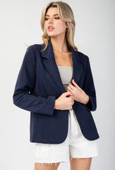 Navy Quilted Blazer