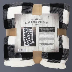 Carstens Black & White Lumberjack Plaid Plush Sherpa Throw