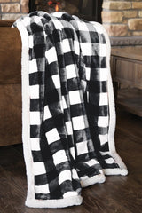 Carstens Black & White Lumberjack Plaid Plush Sherpa Throw