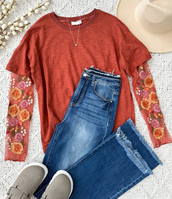 Embroidered Sleeve Tee