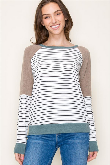 Mocha Soft Knit Colorblock Top