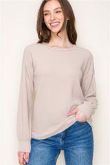 Taupe Textured Basic Layering Top