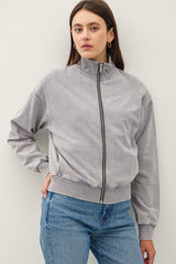 Gray Cotton Zip Mineral Jacket