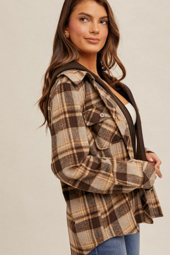 Layered Look Brown Plaid Shacket