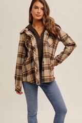 Layered Look Brown Plaid Shacket