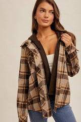 Layered Look Brown Plaid Shacket