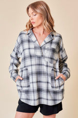 Gray Plaid Oversized Top