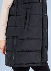 The Clarissa Long Hooded Side Zip Puffer Vests - 2 Colors!