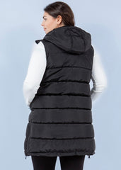 The Clarissa Long Hooded Side Zip Puffer Vests - 2 Colors!