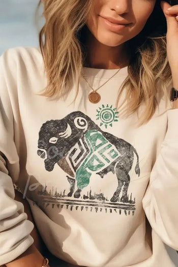 Aztec Bison Crew Neck