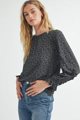 New Dreams Black Ditsy Floral Top