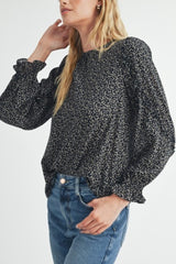 New Dreams Black Ditsy Floral Top