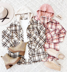 Next Chapter Plaid Hooded Shackets - 2 Colors!