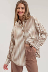 Buttoned Up Striped Tops - 2 Colors!