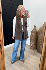 Mocha Belted Sweater Vest