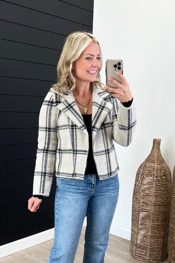 Fuzzy Plaid Jacket