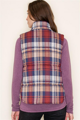 Cranberry & Navy Plaid Vest