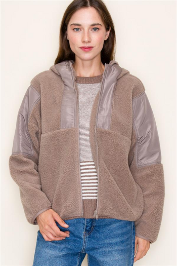 Latte Fleece Hoodie Jacket