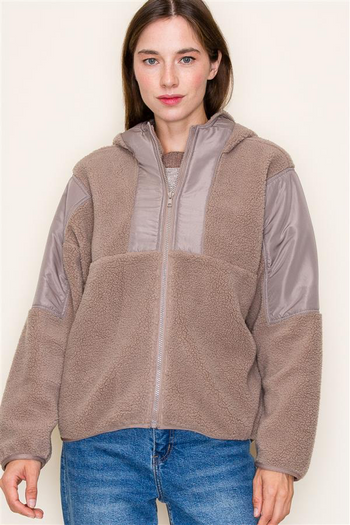 Latte Fleece Hoodie Jacket