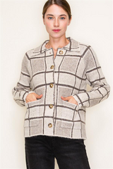 Mocha Plaid Cardigan Jacket