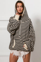 Oversized Striped Knit Hoodie