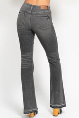 Judy Blue Mid Rise Tummy Control Gray Release Hem Flare Jeans