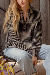 Eyelet Vneck Striped Pullovers - 2 Colors!