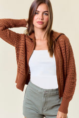 Caramel Zip Up Sweater