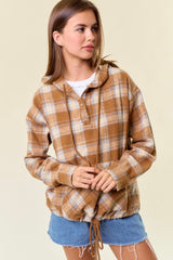 Brown Plaid Flannel Hoodie