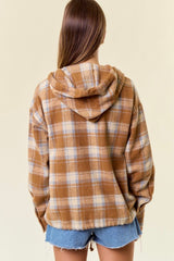 Brown Plaid Flannel Hoodie