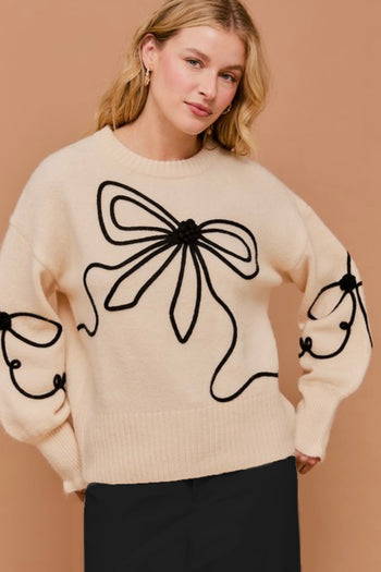 Cream Bow Sweater