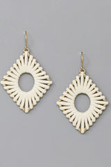 Faux Leather Wrapped Diamond Earrings - 3 Colors!