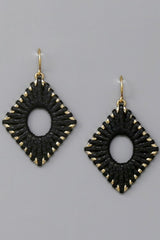 Faux Leather Wrapped Diamond Earrings - 3 Colors!