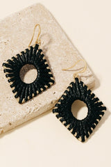 Faux Leather Wrapped Diamond Earrings - 3 Colors!